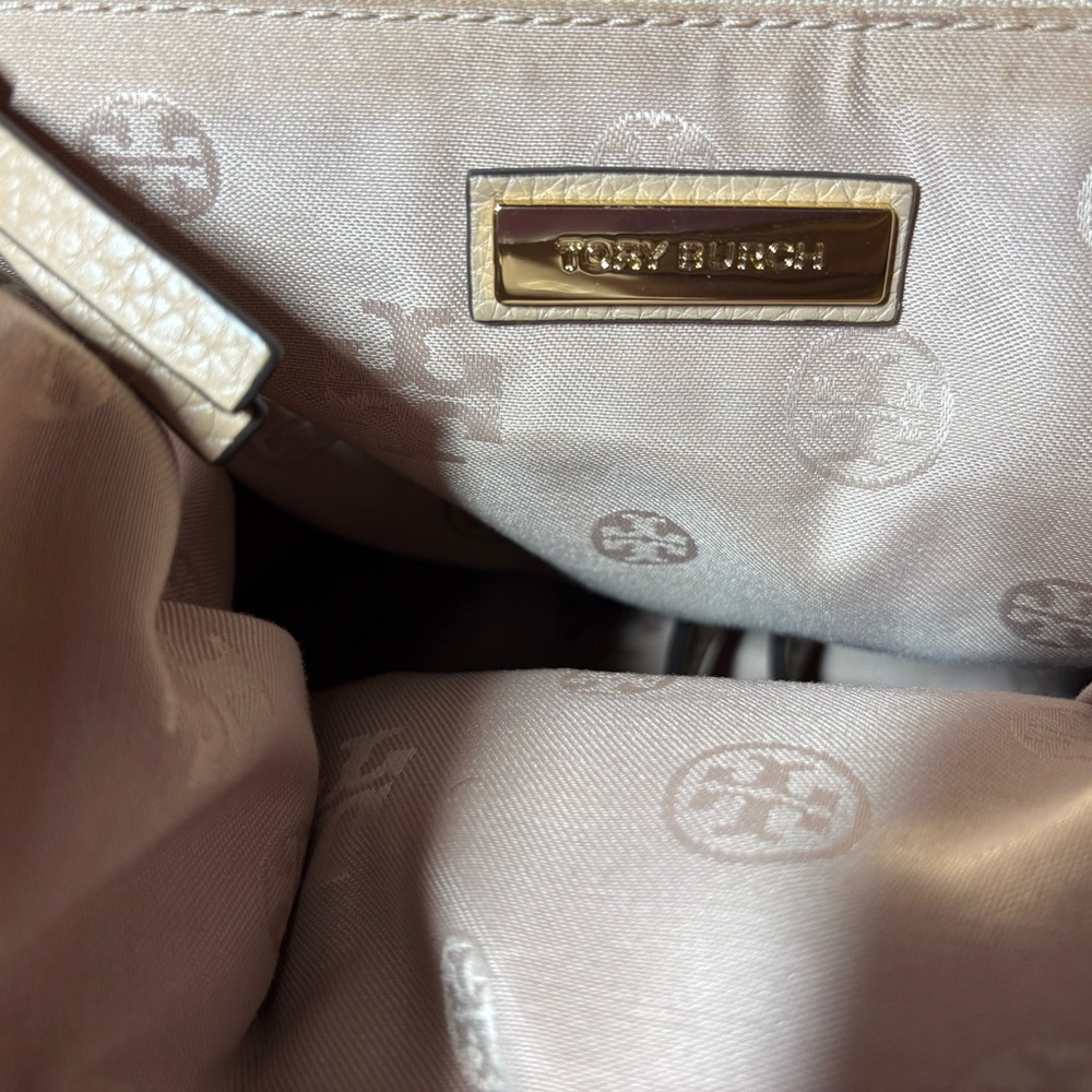 Tory Burch Beige Leather Tote with Braided Handles - Picture 6 of 10